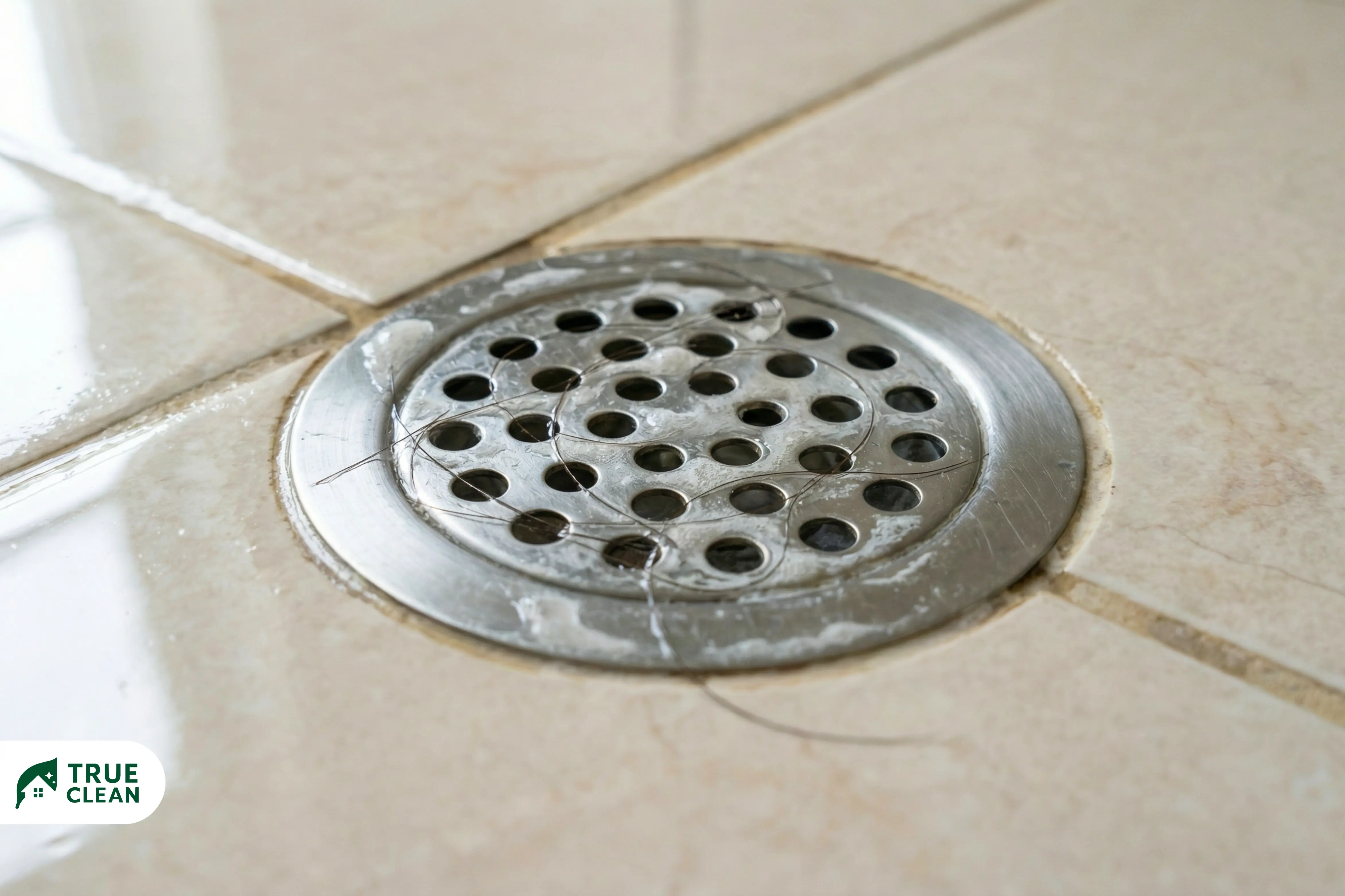 Deep cleaned bathroom tiles, grout, and fixtures